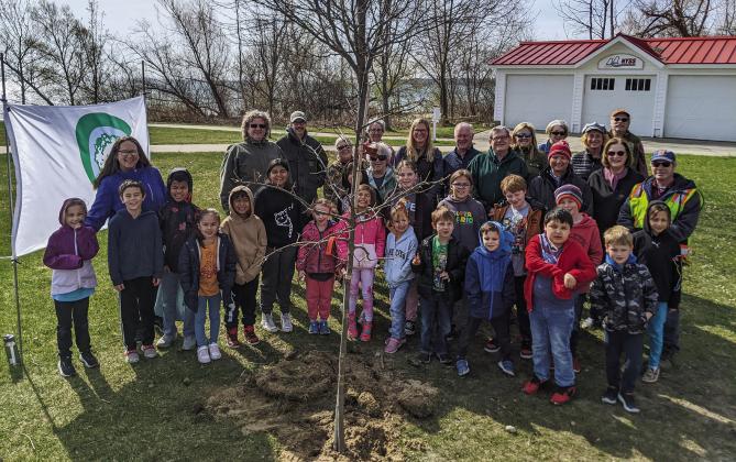 Northport Public School kindergartners and third graders joined in on Northport’s annual Arbor Day tree planting ceremony last Friday. Photo courtesy of Nicole Arbury